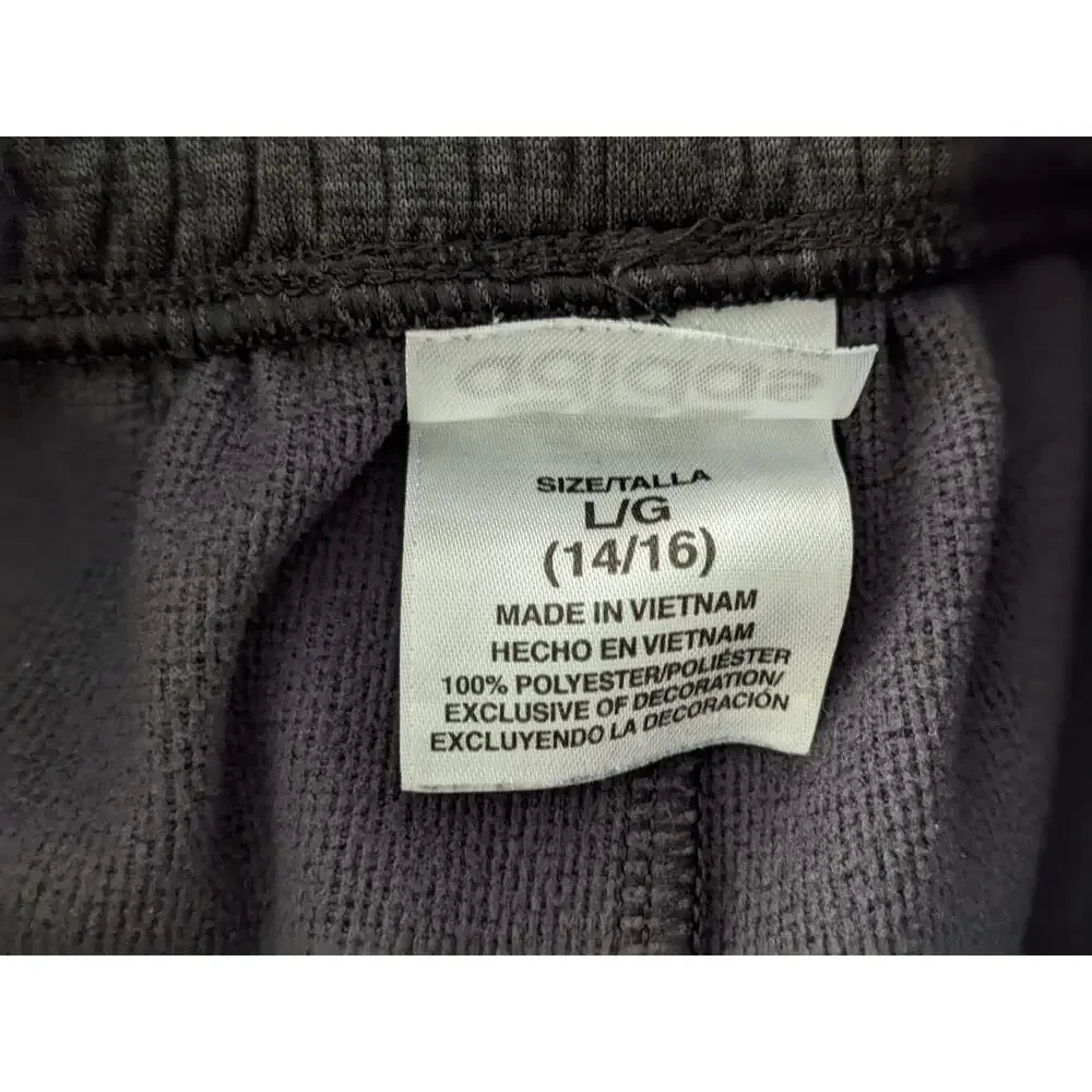 Adidas 3 Stripe Athletic Pants Sz L/14-16 Heathered Charcoal Pockets